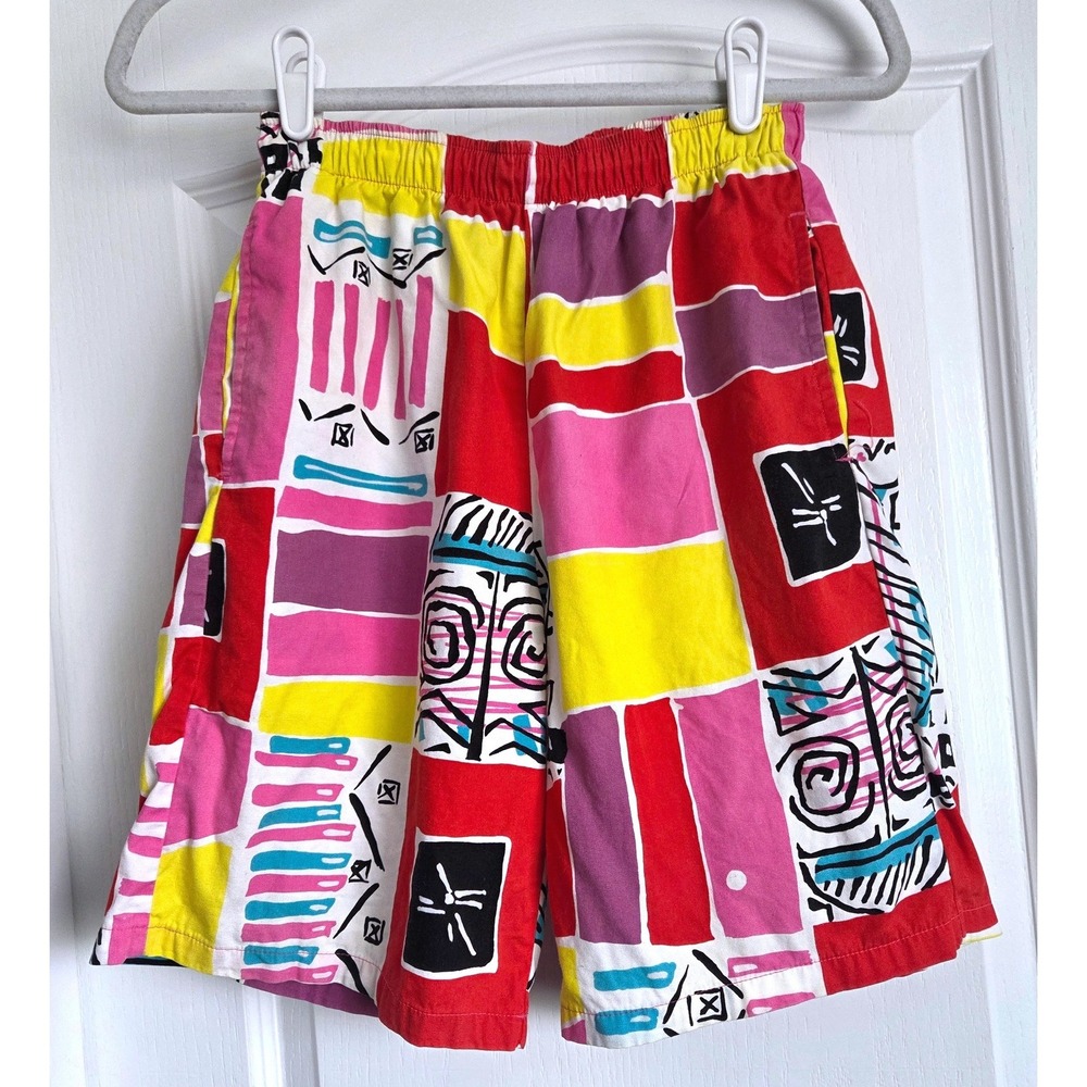 VTG 80s Jams World Shorts‎ Mens Small Multicolor Geometric Tribal USA Made Rare